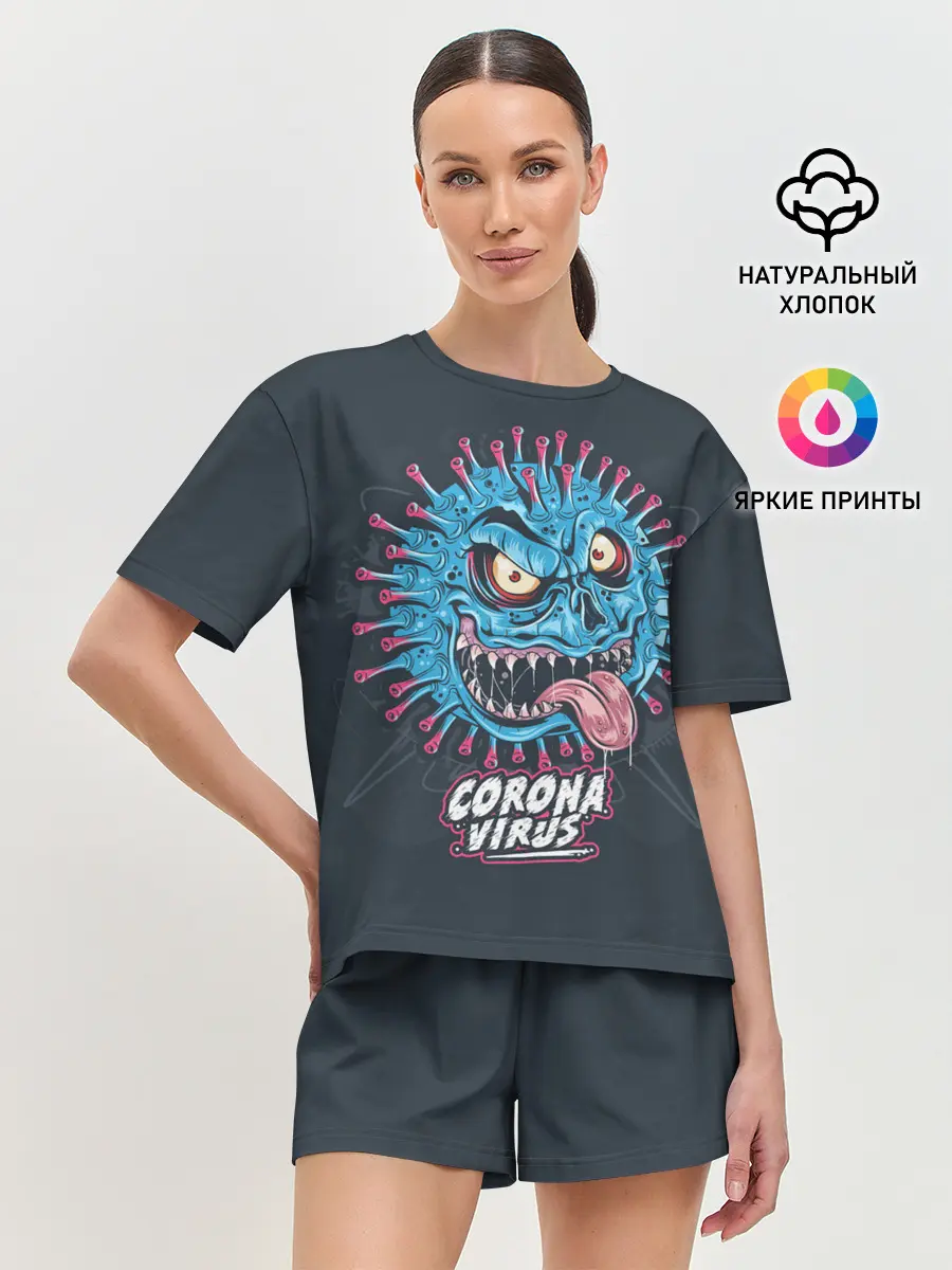 Женская пижама с шортами / 2019-nCoV Коронавирус