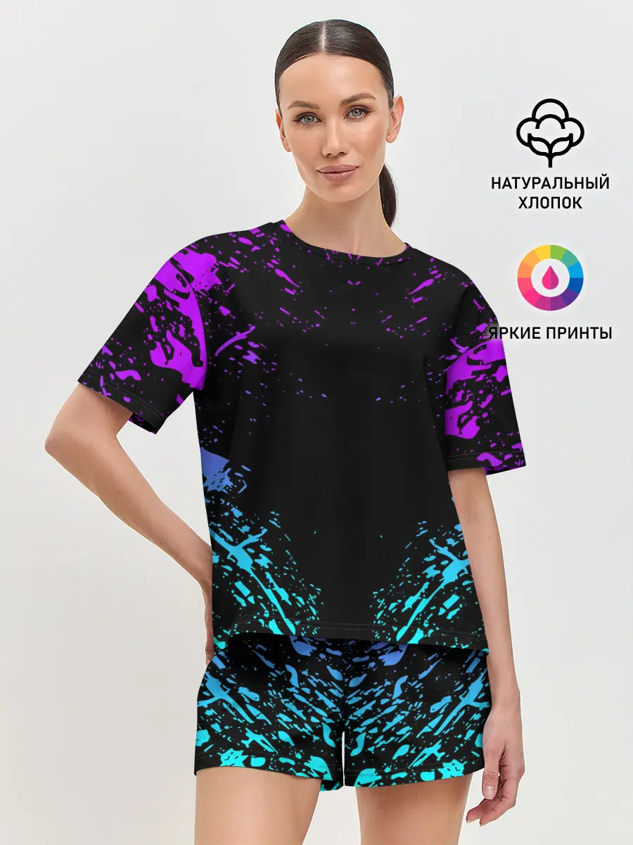 Женская пижама с шортами / НЕОНОВЫЕ БРЫЗГИ