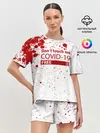 Женская пижама с шортами / Не трогай меня COVID-19