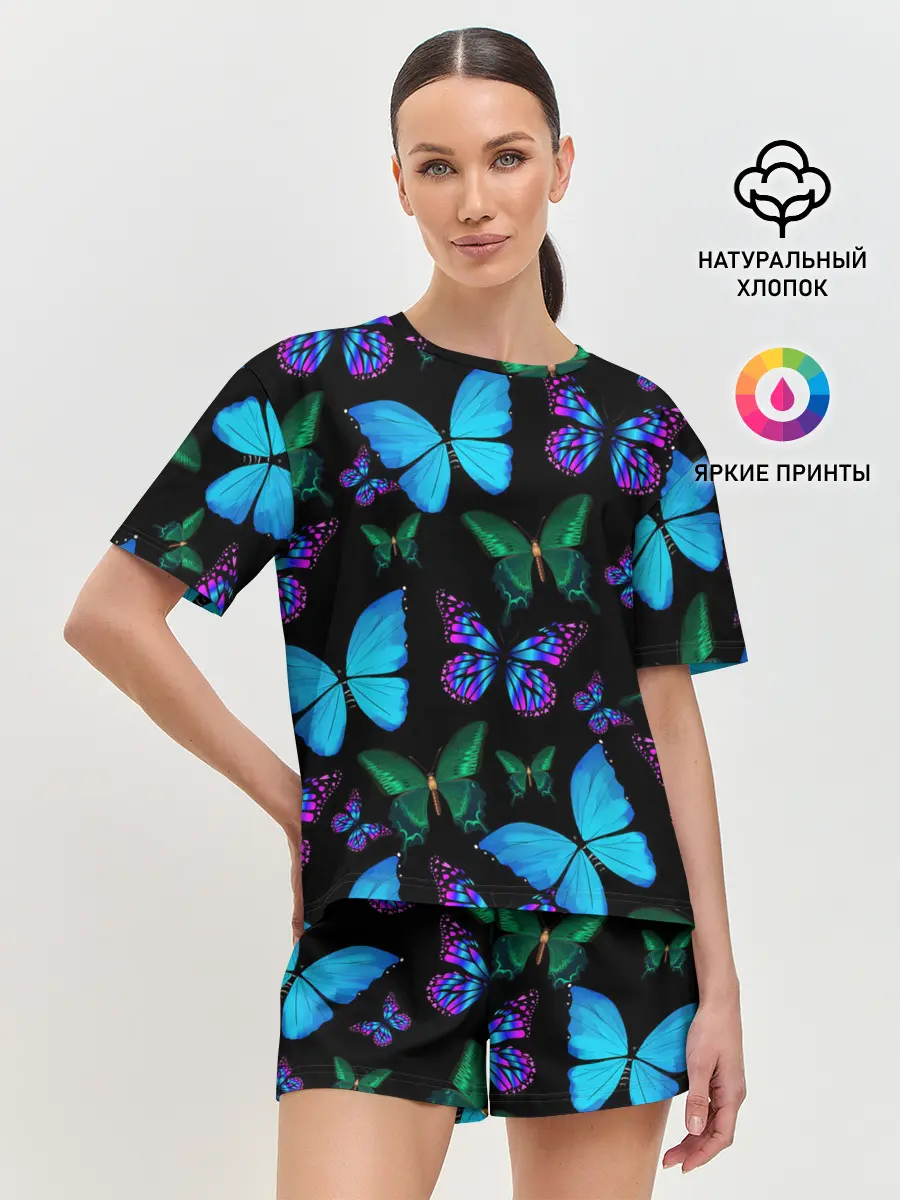 Женская пижама с шортами / Бабочки