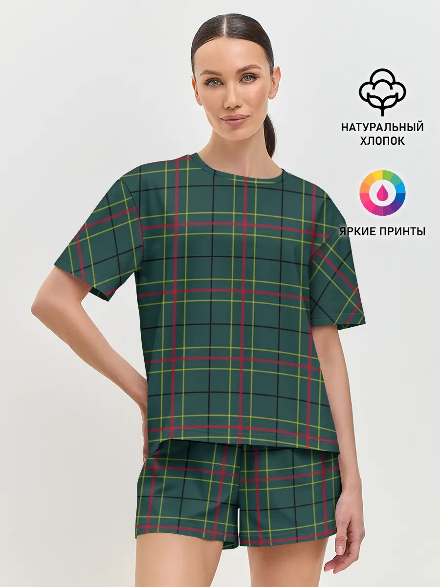 Женская пижама с шортами / Шотландка
