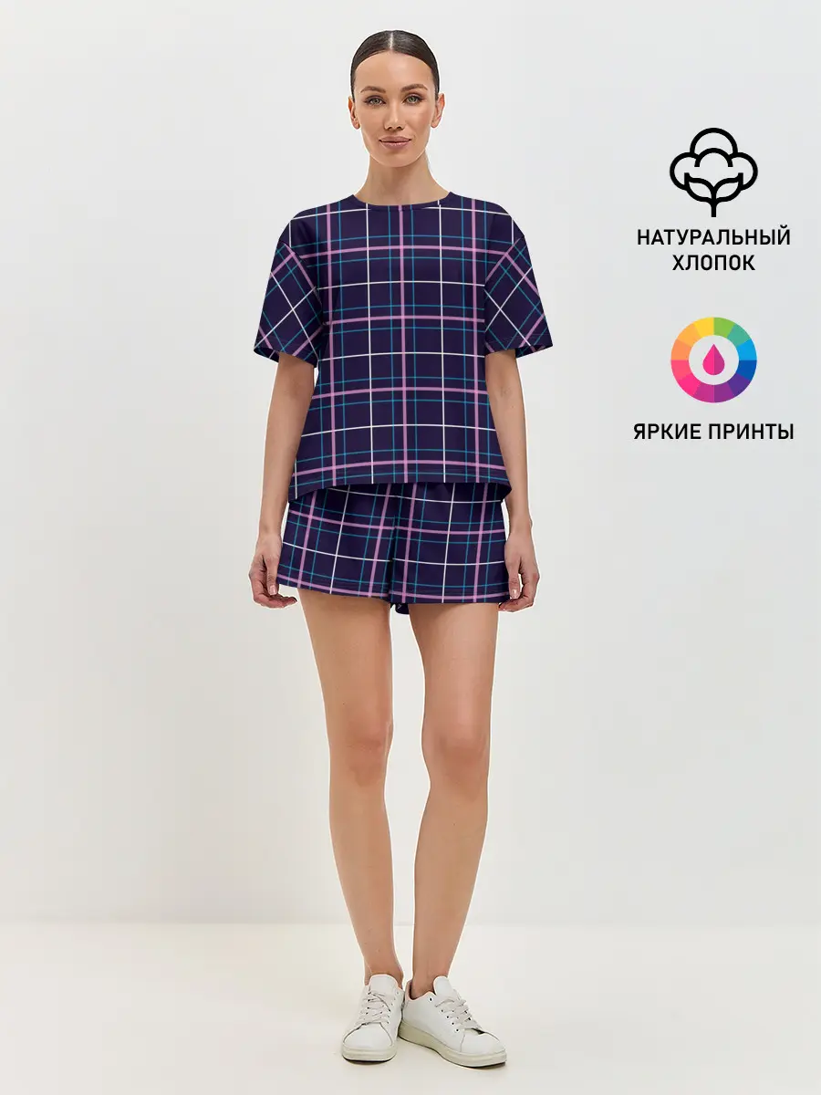 Женская пижама с шортами / Шотландка