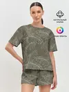 Женская пижама с шортами / листья пальмы