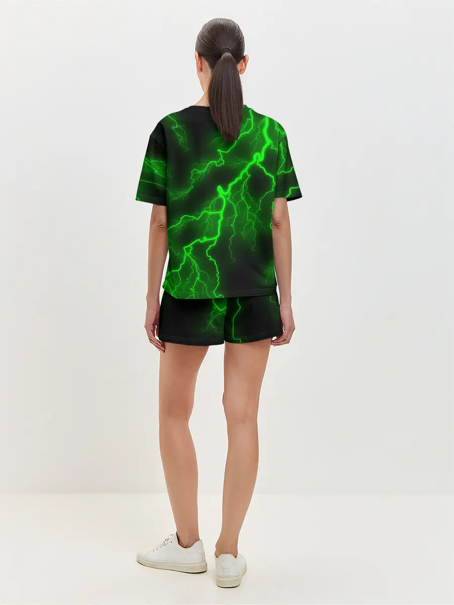 Женская пижама с шортами / МОЛНИЯ GREEN NEON