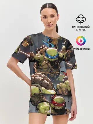 Женская пижама с шортами / ЧЕРЕПАШКИ