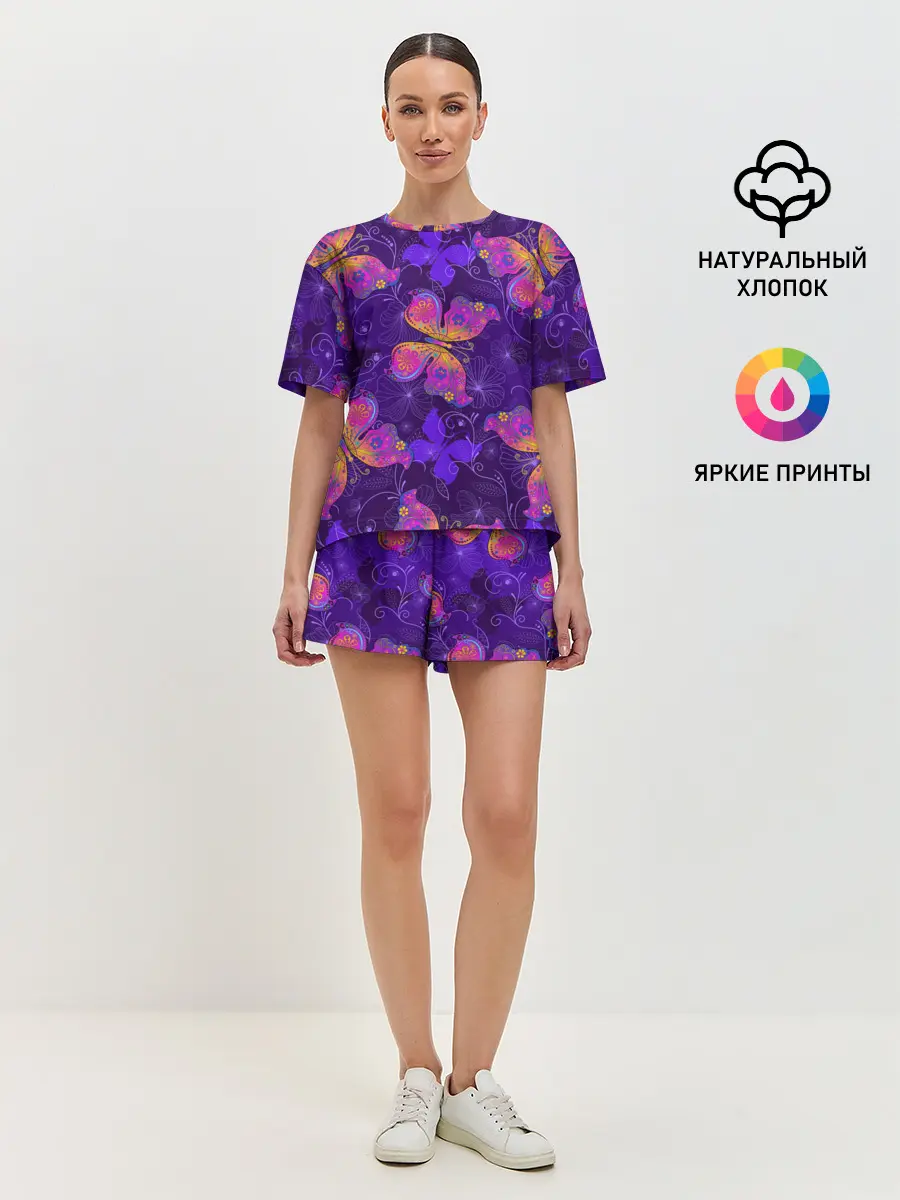 Женская пижама с шортами / БАБОЧКИ ПАТТЕРН | BUTTERFLY PATTERN