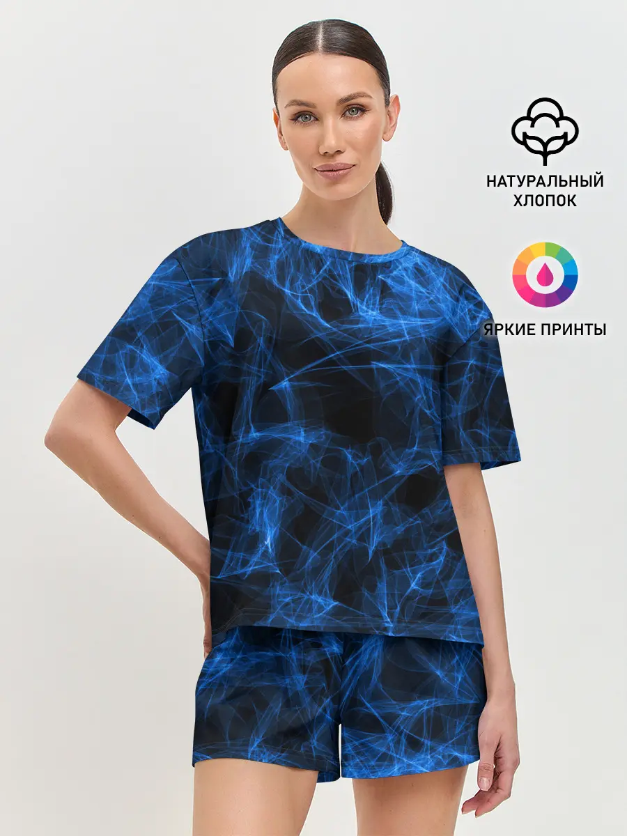 Женская пижама с шортами / NEON SMOKES STRIPES