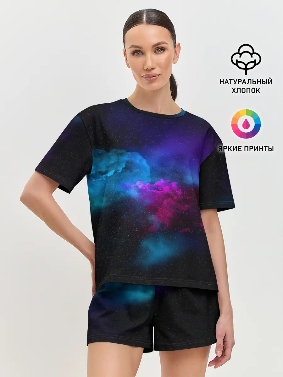 Женская пижама с шортами / НЕОН КОСМОС