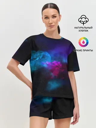 Женская пижама с шортами / НЕОН КОСМОС
