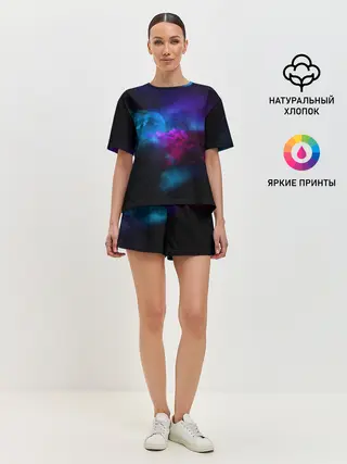 Женская пижама с шортами / НЕОН КОСМОС