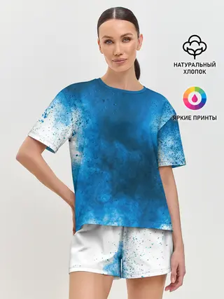 Женская пижама с шортами / СИНИЙ ДЫМ