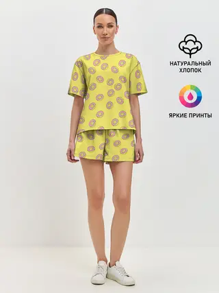 Женская пижама с шортами / Пончики Донатс.