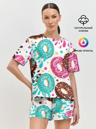 Женская пижама с шортами / Любитель пончиков