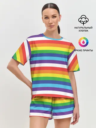 Женская пижама с шортами / Радужные полосы