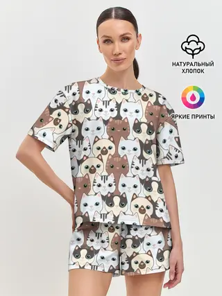 Женская пижама с шортами / Животные.