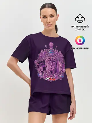 Женская пижама с шортами / Джоджо фиолетовые герои