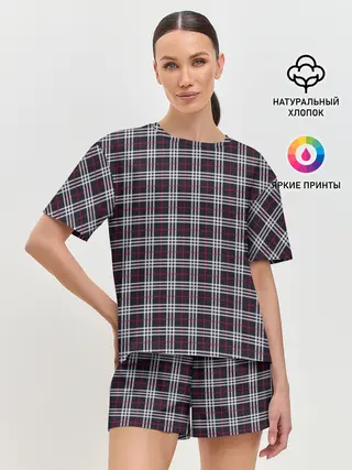 Женская пижама с шортами / Классические в клеточку