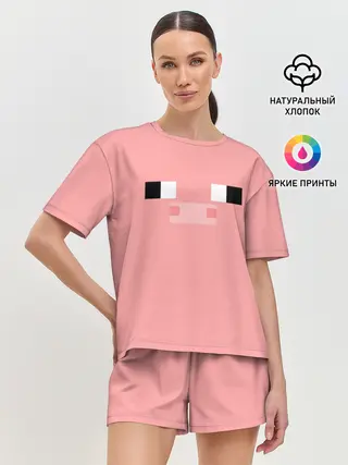 Женская пижама с шортами / Minecraft Pig