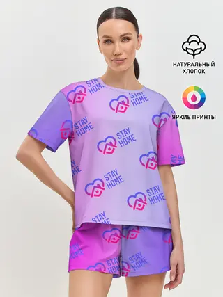 Женская пижама с шортами / Оставайтесь дома