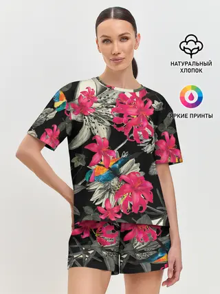 Женская пижама с шортами / Цветы