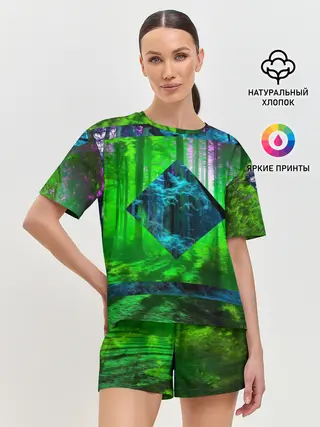 Женская пижама с шортами / ПСИХОДЕЛИЯ ЛЕСА