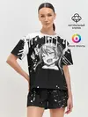 Женская пижама с шортами / Ахегао лицо чб