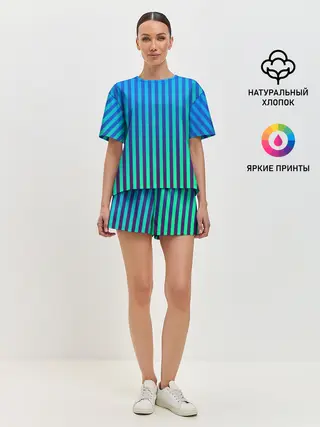 Женская пижама с шортами / Пикси полосы