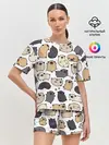 Женская пижама с шортами / Милые мопсы