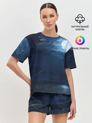 Женская пижама с шортами / Ночное поле