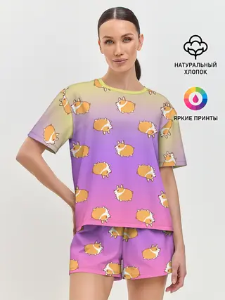 Женская пижама с шортами / Корги