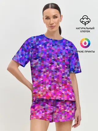 Женская пижама с шортами / Треугольники мозаика пиксели