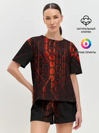Женская пижама с шортами / Огненные соты