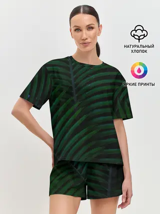 Женская пижама с шортами / Пальмовые листья