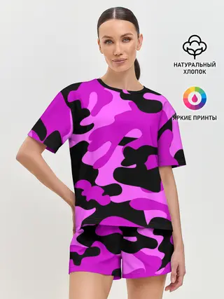 Женская пижама с шортами / Цветной камуфляж