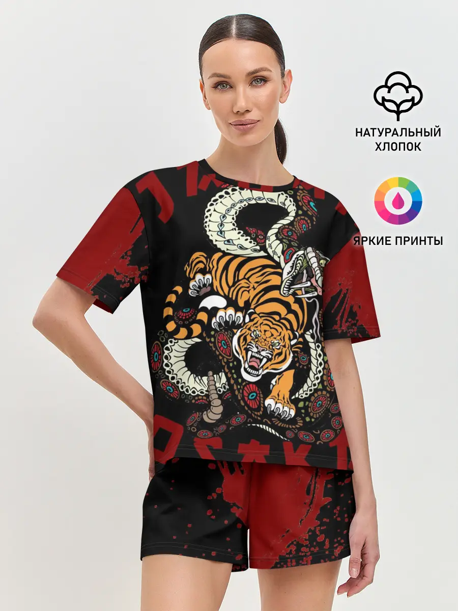 Женская пижама с шортами / Японский Тигр