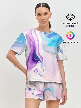 Женская пижама с шортами / Акварельные разводы