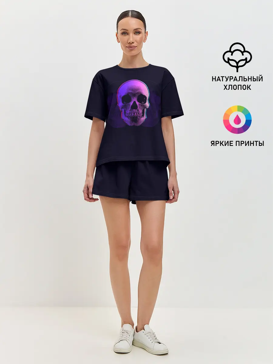 Женская пижама с шортами / 3D Череп