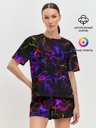 Женская пижама с шортами / Ночное Грозовое Небо
