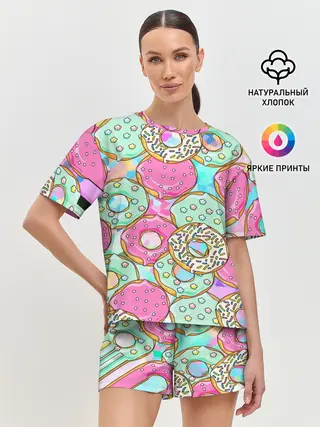 Женская пижама с шортами / Пончики