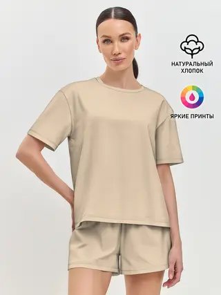 Женская пижама с шортами / Бежевая Маска