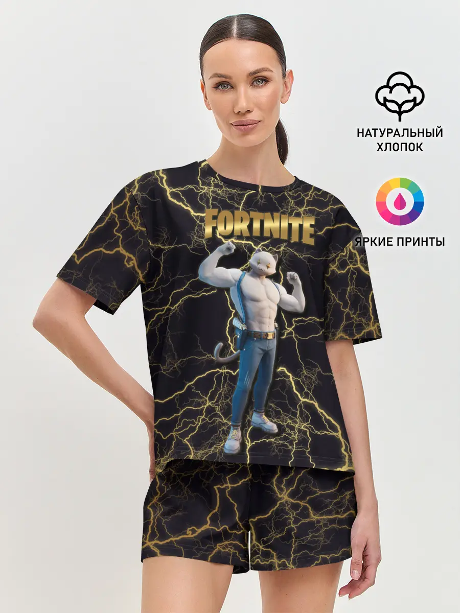 Женская пижама с шортами / Meowcles Fortnite 2