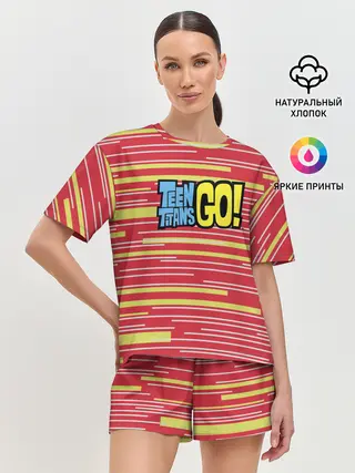 Женская пижама с шортами / Логотип Юные титаны, вперед!
