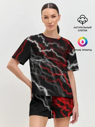 Женская пижама с шортами / МОЛНИЯ.