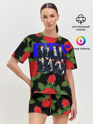 Женская пижама с шортами / BTS Roses | Black