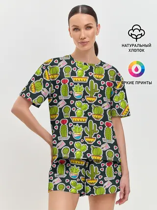 Женская пижама с шортами / Кактусы