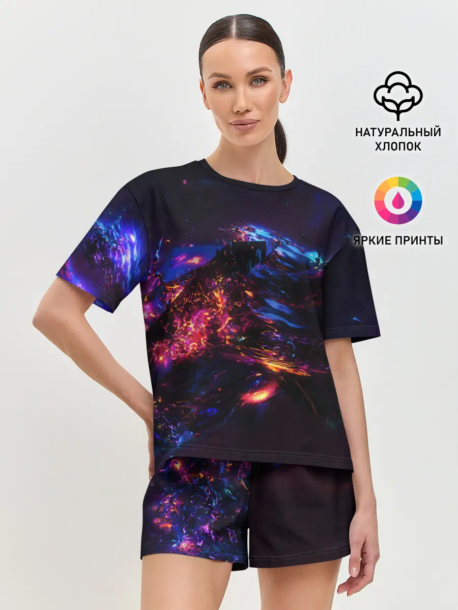Женская пижама с шортами / ФРАКТАЛЬНЫЙ НЕОН