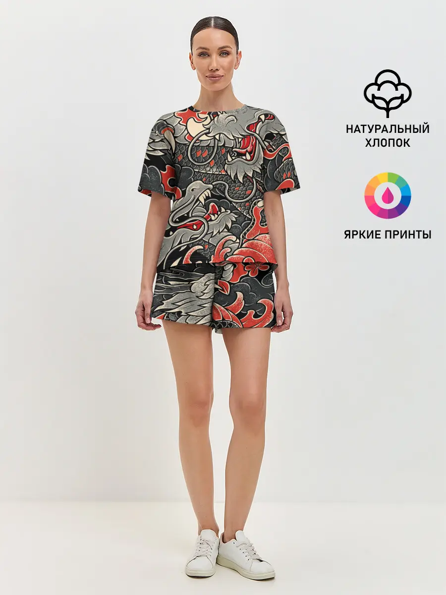 Женская пижама с шортами / Dsquared tatoo DRAGON