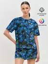 Женская пижама с шортами / Поле синих цветов фиалки лето