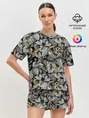 Женская пижама с шортами / Серебряные листочки