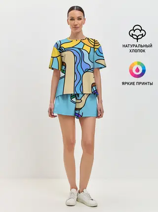 Женская пижама с шортами / Мысли чокнутого